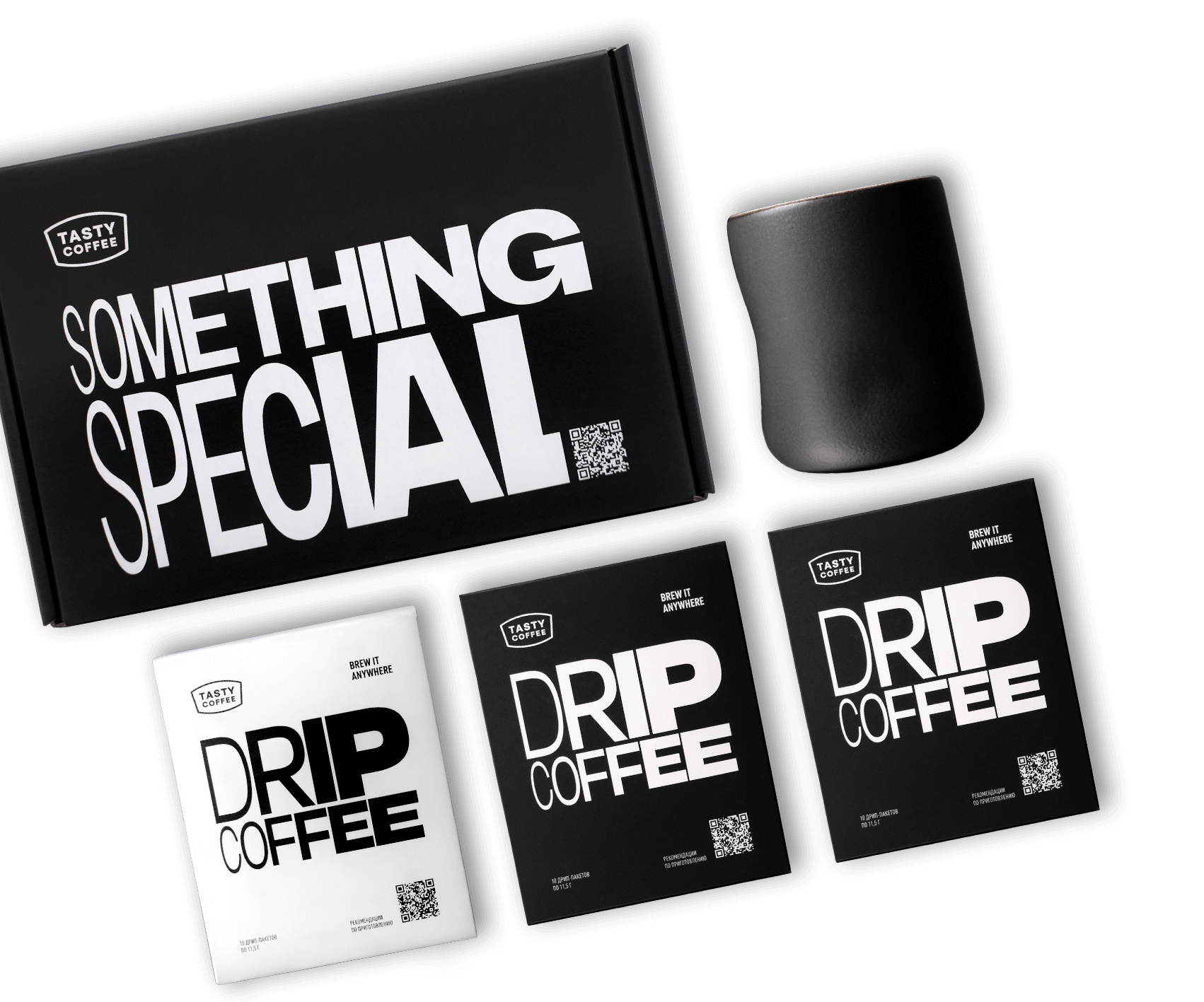 

Набор с дрип-пакетами и мятым стаканом