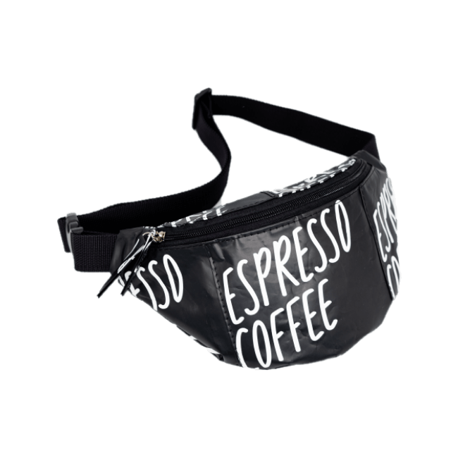 Сумка поясная upcycled "Espresso", чёрная - фото 1