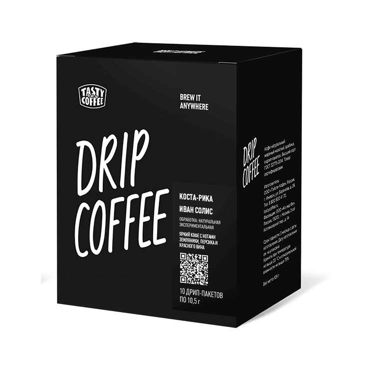 Дрип-пакеты Tasty Coffee Коста-Рика Иван Солис