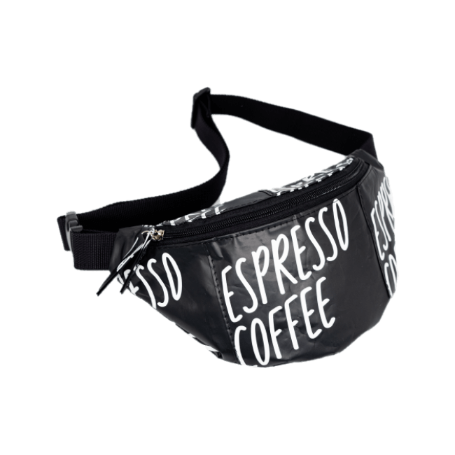 Сумка поясная upcycled "Espresso", чёрная